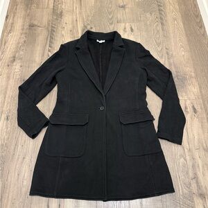 James Perse Cotton Brushed Fleece Black Coat. Women’s Size XL. Trench. Flawed